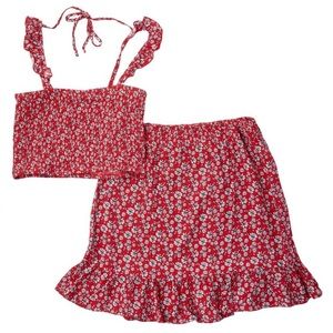 Ruffled Smocked Ditsy Floral 2pc. Dress
